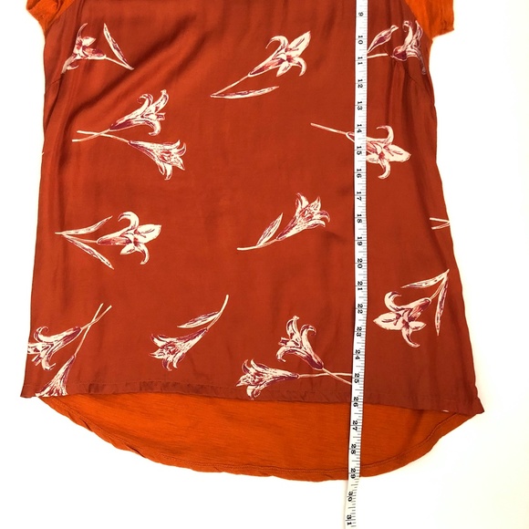 Lucky Brand Orange Floral Short Sleeve Top - Picture 5 of 7
